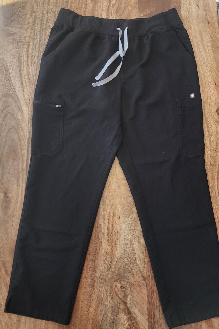 FIGS Scrub Pants Womens XL/P Black Cargo Drawstring Pockets Style 1000209